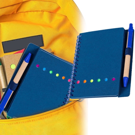 Spiral Memo Pads with Pen Holder, Side Wire Bound, 4.5 x 5.5 Inch Pocket Notepad with Pen, College Ruled, Suitable for Classroom Assignments, Study Tracking, Office Notes and Daily Recording (Blue)