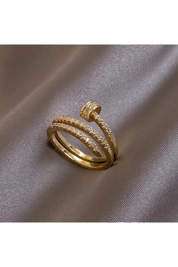 Spiral Nail Ring For Women Geometry Niche Design Simple Copper Gold Plated Jewelry Minimalist Design For Women