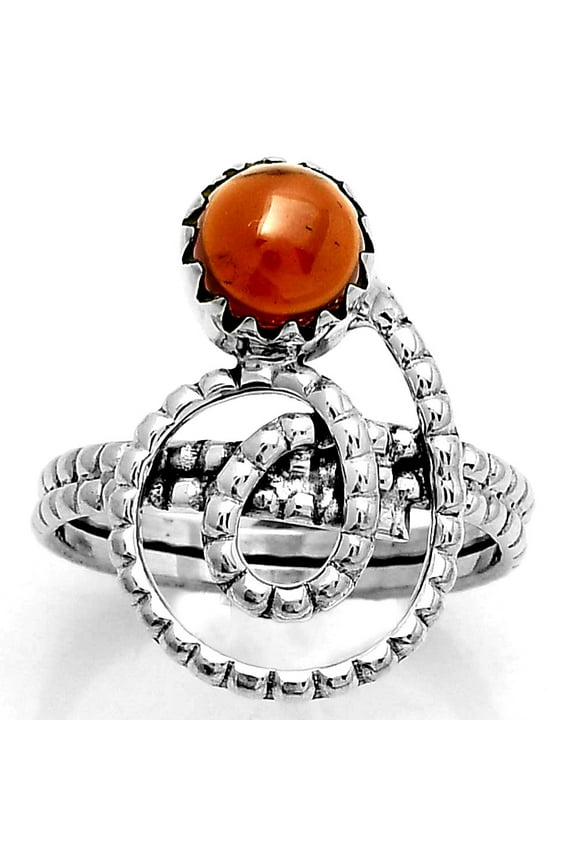 Spiral - Natural Hessonite Garnet 925 Sterling Silver Ring s.8.5 Jewelry R-1456 SDR172603