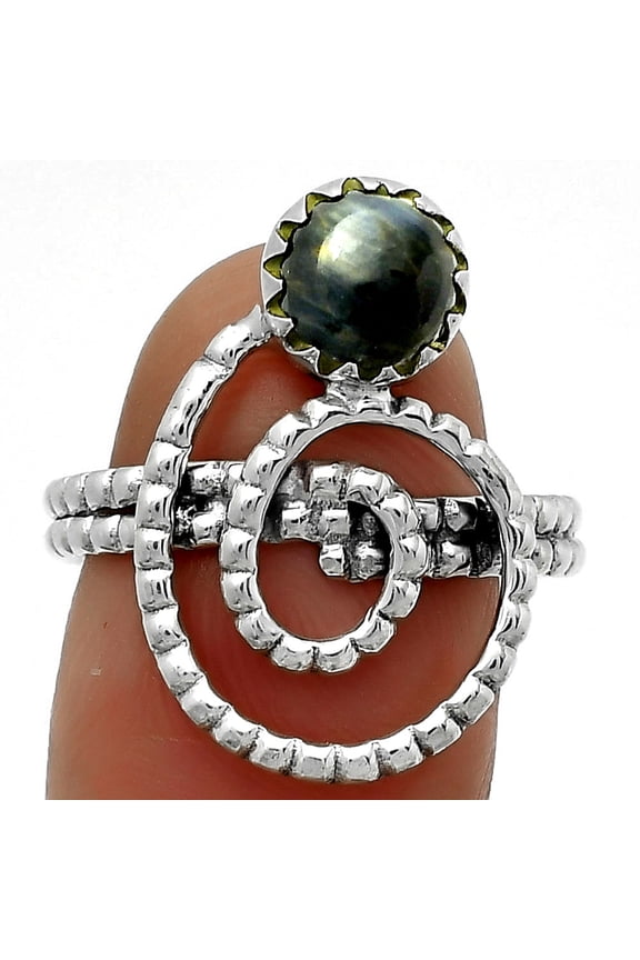 Spiral Natural Pietersite Namibia 925 Sterling Silver Ring s.9 Jewelry R-1456 SDR172601