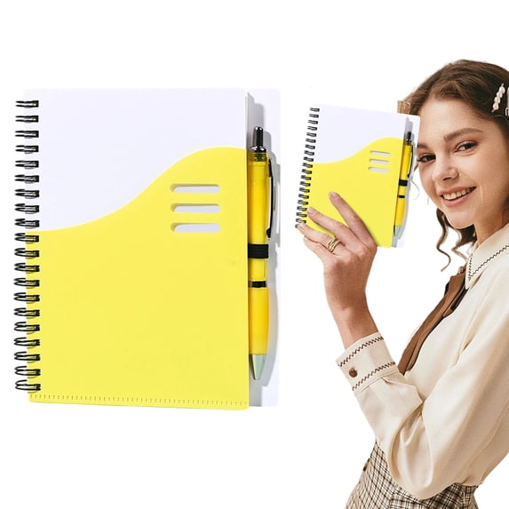 Spiral Notebook, 1 Pack Pocket Notebook with Pen Holder 5.5''x 7.1'',Mini Ruled Lined Journal with Pen, 140 Pages, College Supplies Pocket Notebook for Work, Aesthetic Gift Office Supplies