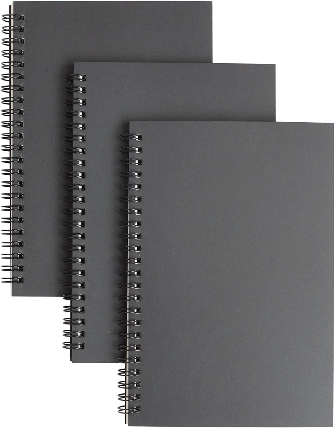 Spiral Notebook - 3-Pack Unlined Wirebound Notebook, Unruled Plain Travel Journals, for Students, Diary, Notes, Sketchbook, Soft-Cover