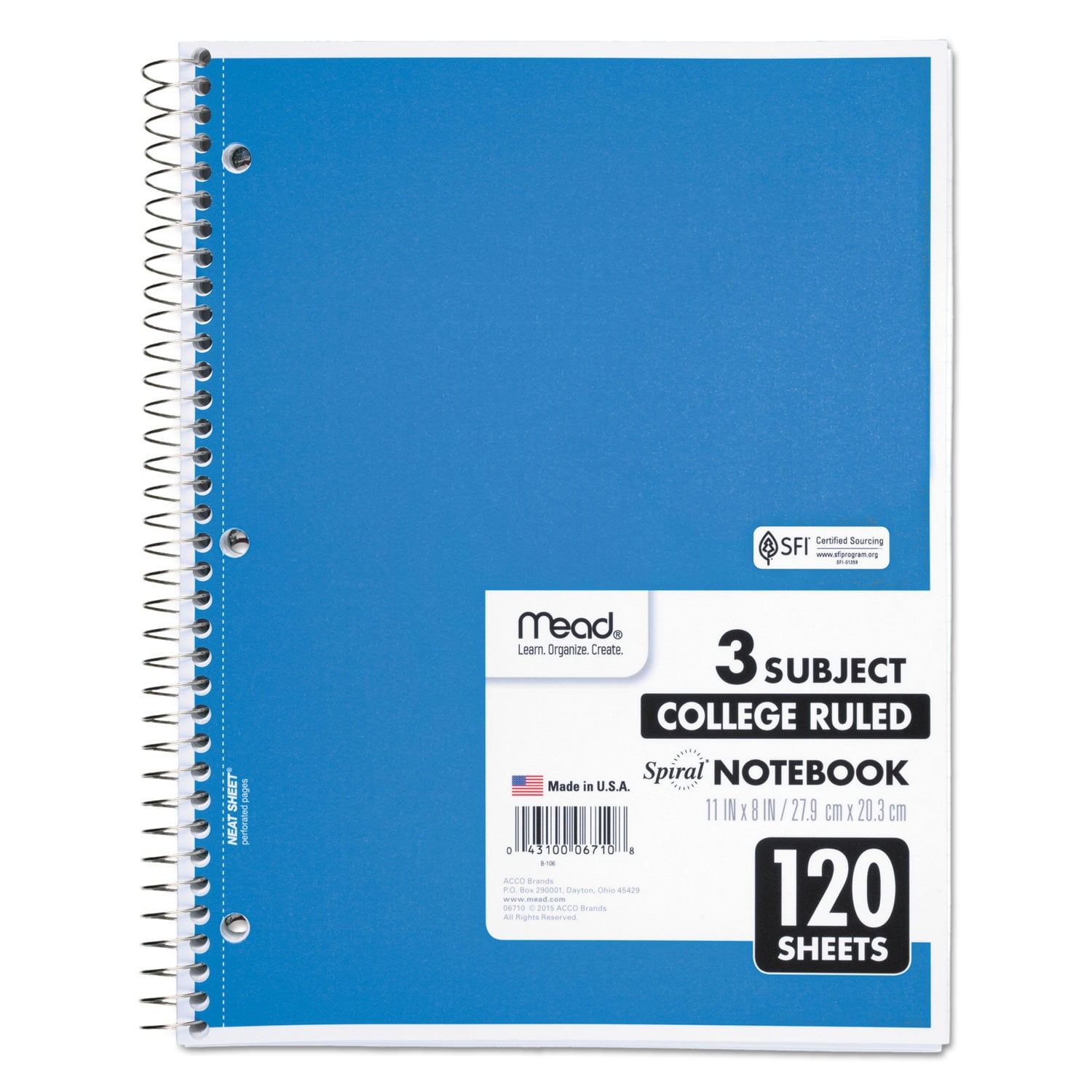 Spiral Notebook, 3-Subject, Medium/College Rule, Randomly Assorted ...