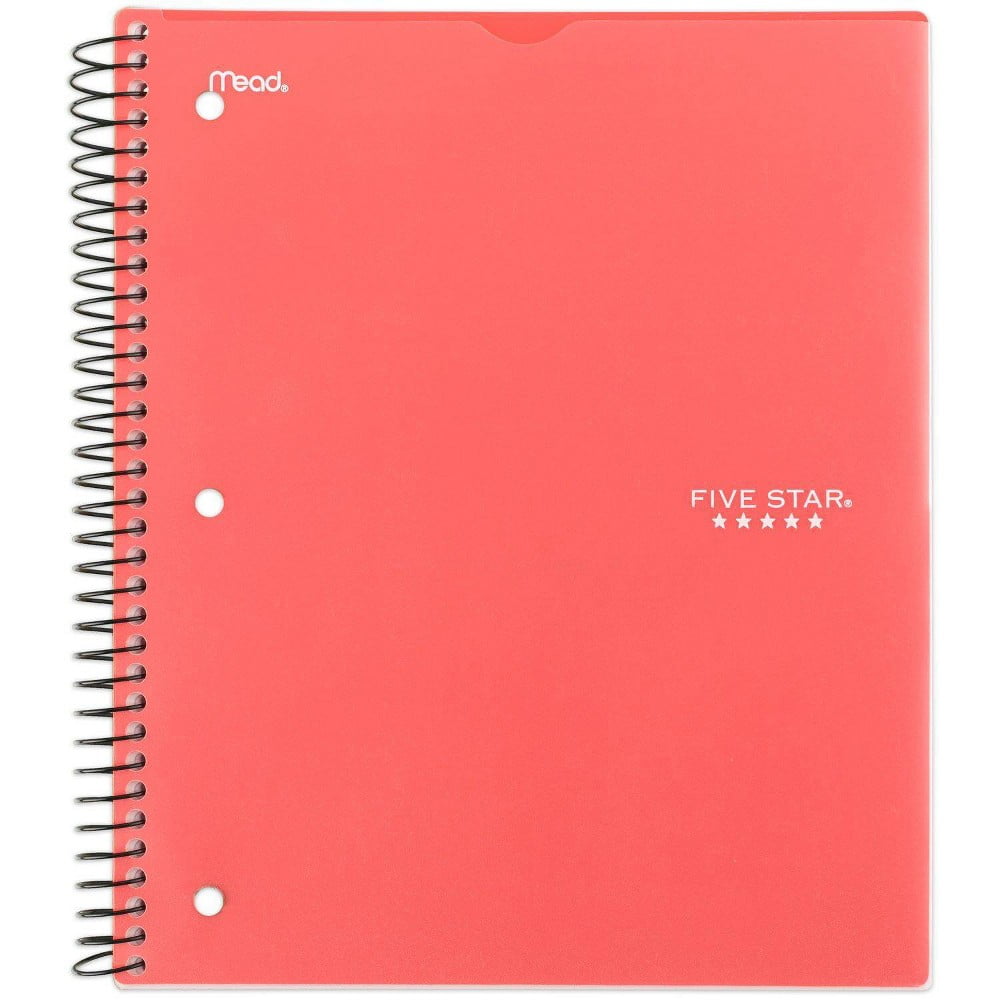 Spiral Notebook 3 Subject Wide Ruled Customizable Coral - Five Star
