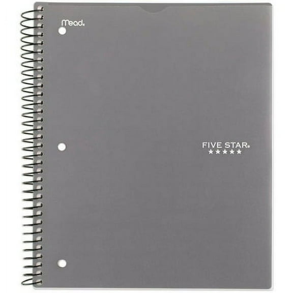 Spiral Notebook 3 Subject Wide Ruled Customizable Gray - Five Star
