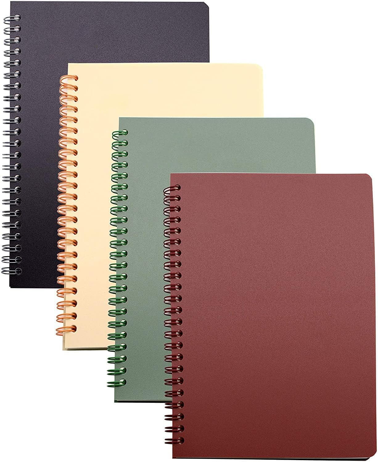 Spiral Notebook  4 8.3 Inch X 5.9 A5 Thick Plastic Hardcover 8mm Ruled 4 Color 80 Sheets -160 Pages Journals For Study And Notes (style 10-wine Red Brown Green A5)
