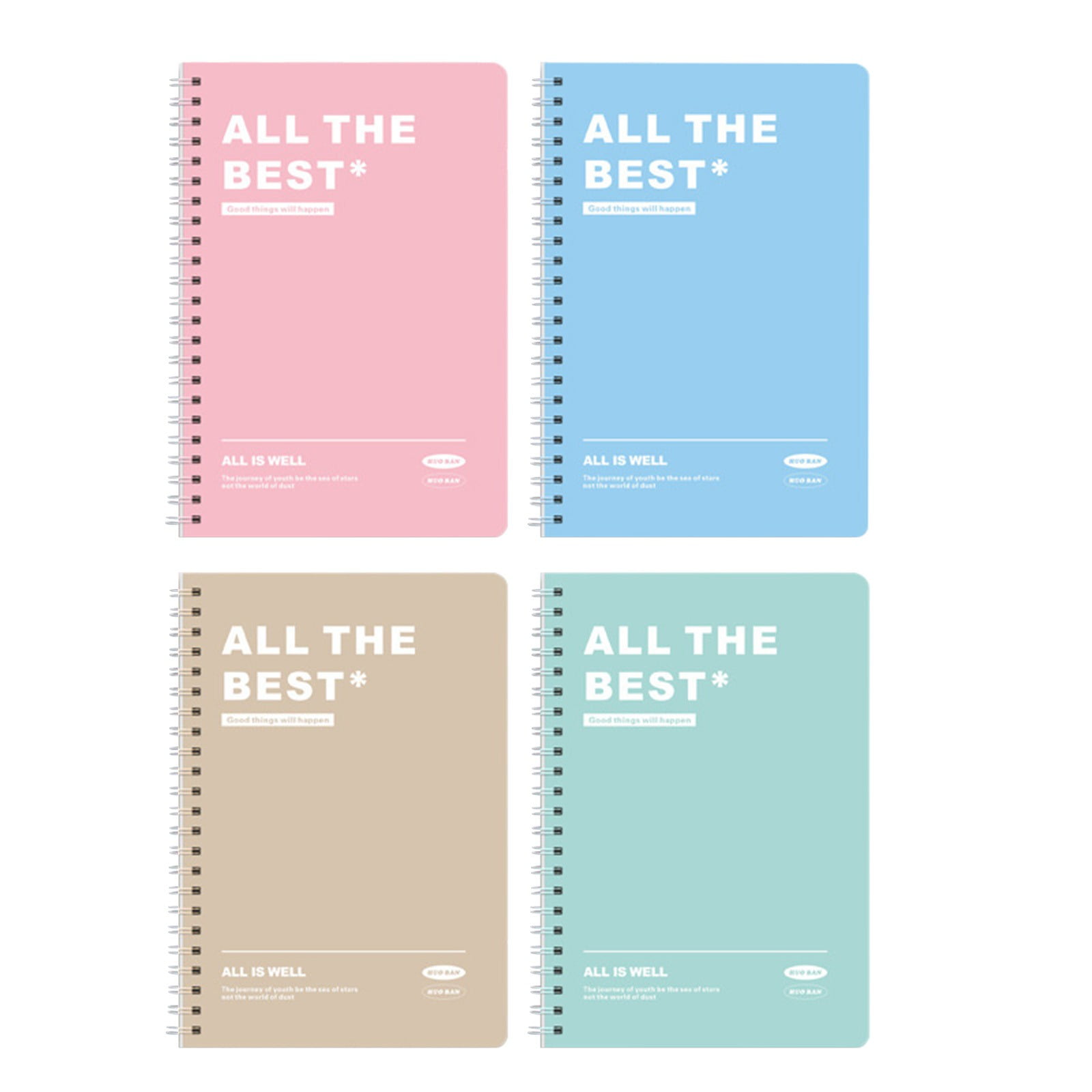 Spiral Notebook 4 Pack, Lined Journal A5 Size, Hard Cover Spiral Notebook, Notebook Journals for Writing , College Ruled Notebook, Spiral Journals for Men and Women,60 Sheets Per Notebook,Light blue