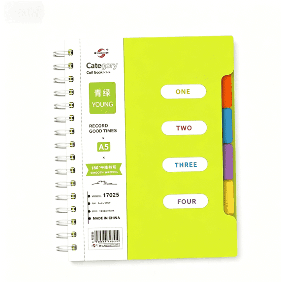 Spiral Notebook - 4 Subject Notebook, College Ruled Notebook with Dividers Pocket, Tabs Label, for Writing Journal, Home & Office Supplies, 7.5"X10"(Light Green)