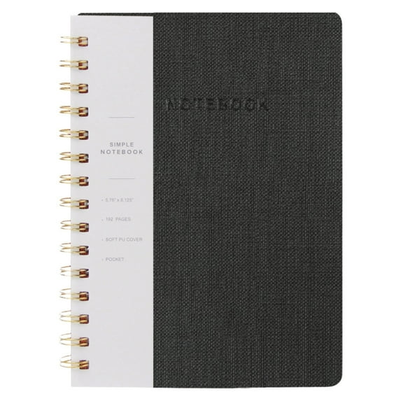 Spiral Notebook-5.75" X 8.125" College Ruled Journal with Inner Pockets And 160 Pages,Pu Leather Cover Business Journal, Twin-Wire Binding Notebook Perfect for Office & Home School Supplies Eactix