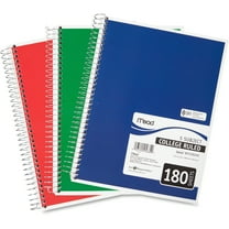 "Spiral Notebook, 5 Subject, Medium/college Rule, Randomly Assorted Covers, 10.5 X 8, 180 Sheets | Bundle of 5 Each"
