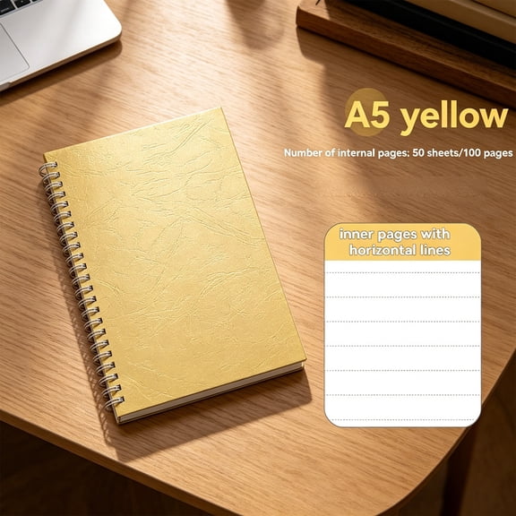 Spiral Notebook, A5 Wirebound Notebooks Journals, Memo Notepads Planner for Business Office Classroom Travel, Khaki