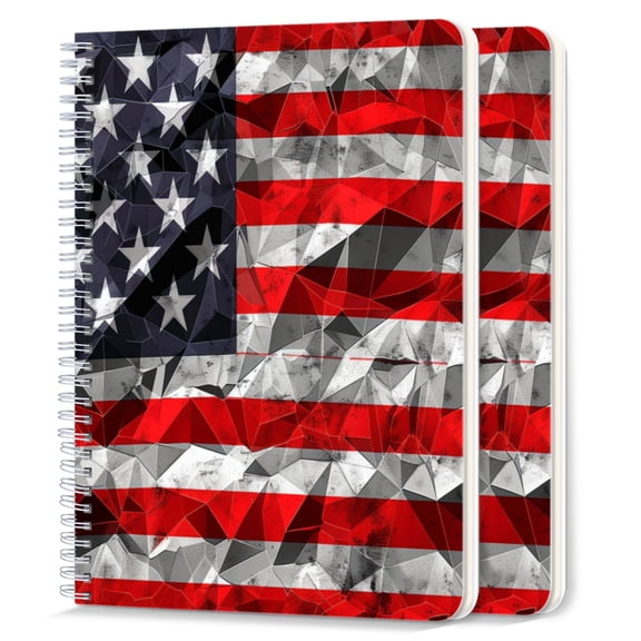 Spiral Notebook,College Ruled Journal,8.26" x 5.71" 50 Sheets/100 Pages,2 Pack - Abstract American Flag