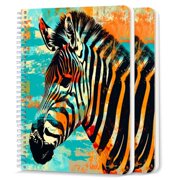 Spiral Notebook,College Ruled Journal,8.26" x 5.71" 50 Sheets/100 Pages,2 Pack - Abstract Pop Art Illustration of Zebra With Grunge Texture Background