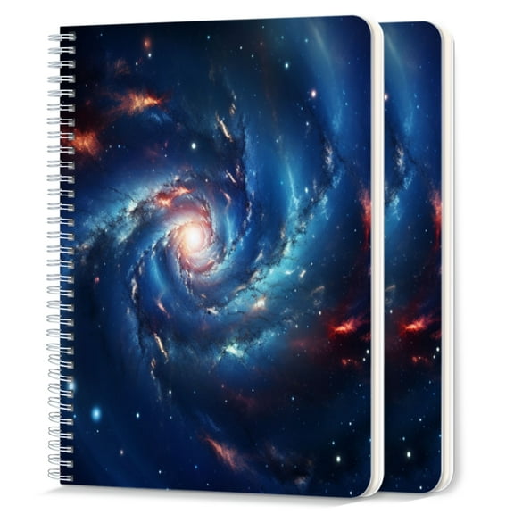 Spiral Notebook,College Ruled Journal,8.26" x 5.71" 50 Sheets/100 Pages,2 Pack - Amazing Spiral Galaxy in Deep Space And Nebulae