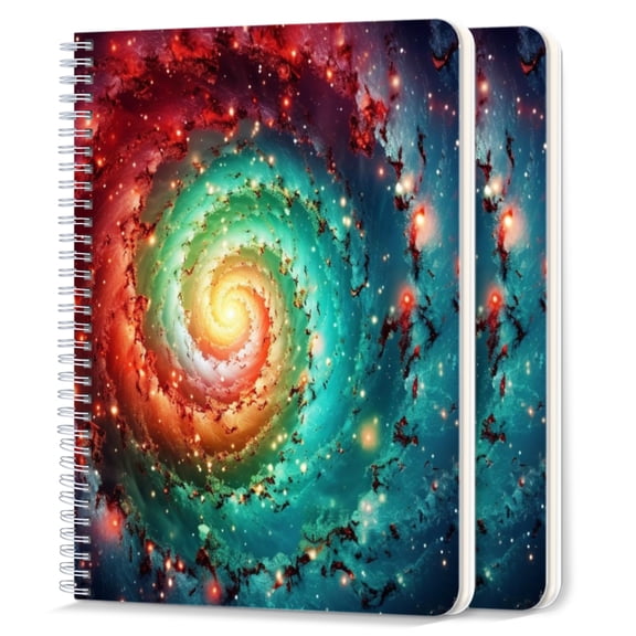 Spiral Notebook,College Ruled Journal,8.26" x 5.71" 50 Sheets/100 Pages,2 Pack - Awe-Inspiring Galaxy With Vibrant Colors And Swirling Patterns