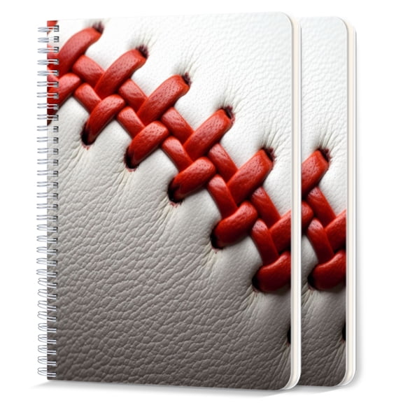 Spiral Notebook,College Ruled Journal,8.26" x 5.71" 50 Sheets/100 Pages,2 Pack - Baseball With Red Stitching