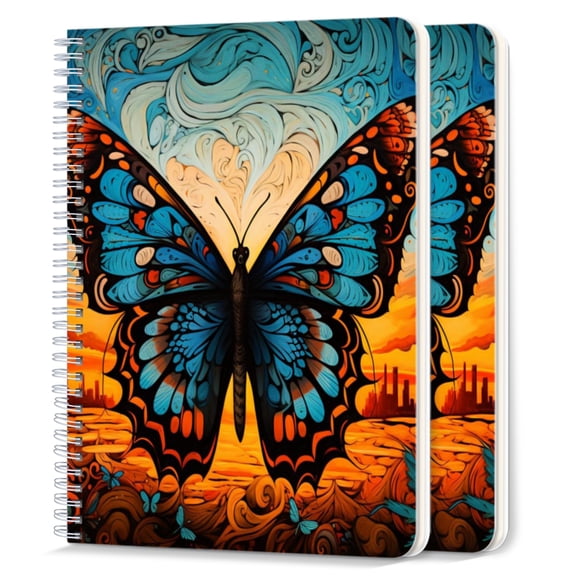 Spiral Notebook,College Ruled Journal,8.26" x 5.71" 50 Sheets/100 Pages,2 Pack - Beautiful Landscape At Sunset in The Background