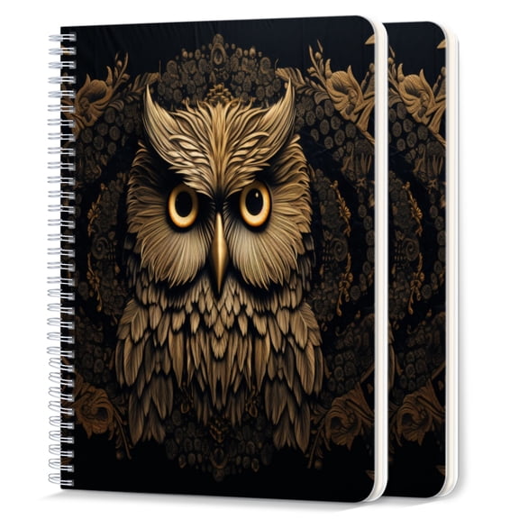 Spiral Notebook,College Ruled Journal,8.26" x 5.71" 50 Sheets/100 Pages,2 Pack - Beautiful Owl With Large Eyes