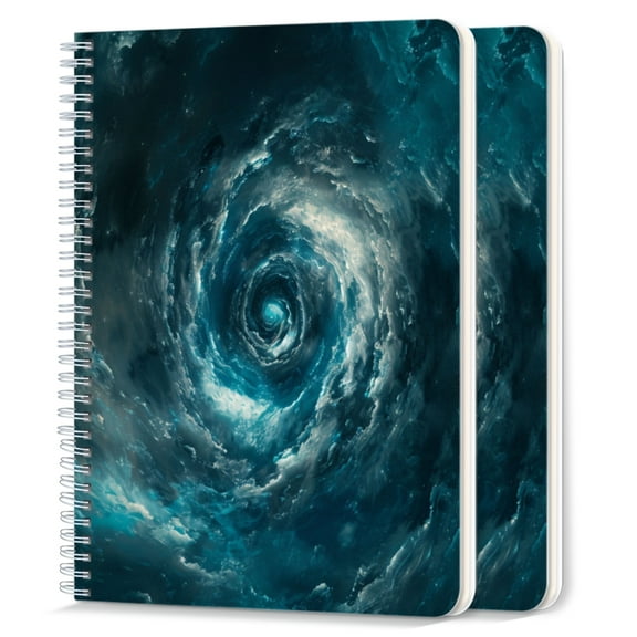 Spiral Notebook,College Ruled Journal,8.26" x 5.71" 50 Sheets/100 Pages,2 Pack - Cinematic Still of Endless And Swirling Vortex in Space