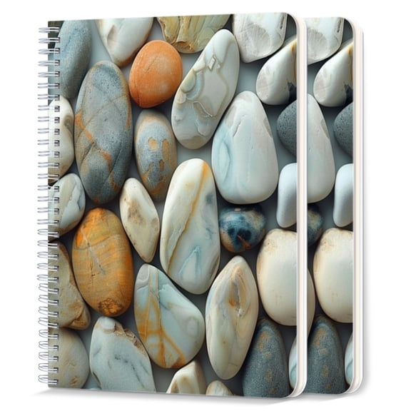 Spiral Notebook,College Ruled Journal,8.26" x 5.71" 50 Sheets/100 Pages,2 Pack - Colorful Pebbles And Smooth Rocks