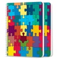 thumbnail image 1 of Spiral Notebook,College Ruled Journal,8.26" x 5.71" 50 Sheets/100 Pages,2 Pack - Colorful Puzzle Background, 1 of 7