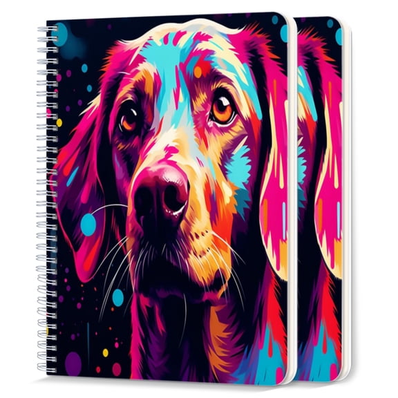 Spiral Notebook,College Ruled Journal,8.26" x 5.71" 50 Sheets/100 Pages,2 Pack - Colorful Vector Art of Bulldog