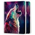 thumbnail image 1 of Spiral Notebook,College Ruled Journal,8.26" x 5.71" 50 Sheets/100 Pages,2 Pack - Colorful Wolf Howling in The Night Sky, 1 of 7