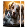thumbnail image 1 of Spiral Notebook,College Ruled Journal,8.26" x 5.71" 50 Sheets/100 Pages,2 Pack - Cute Cat And Dog Sitting together on The Table, 1 of 7