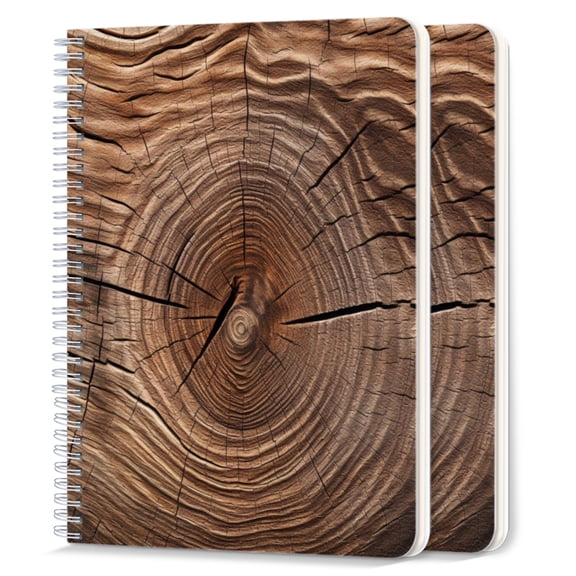 Spiral Notebook,College Ruled Journal,8.26" x 5.71" 50 Sheets/100 Pages,2 Pack - Detailed of The Cross-Section of Tree