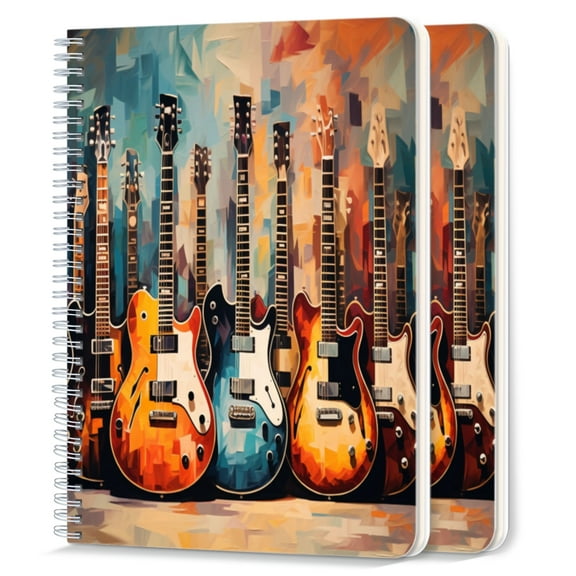 Spiral Notebook,College Ruled Journal,8.26" x 5.71" 50 Sheets/100 Pages,2 Pack - Different Electric Guitars Each With Unique Body Shape