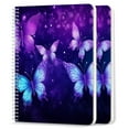 thumbnail image 1 of Spiral Notebook,College Ruled Journal,8.26" x 5.71" 50 Sheets/100 Pages,2 Pack - Digital Art Illustration of Purple And Blue Butterflies, 1 of 7