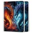 thumbnail image 1 of Spiral Notebook,College Ruled Journal,8.26" x 5.71" 50 Sheets/100 Pages,2 Pack - Dragons With Fire And Ice, 1 of 7
