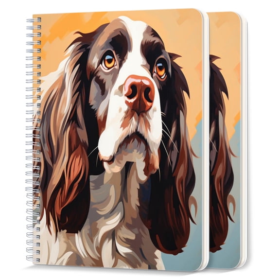 Spiral Notebook,College Ruled Journal,8.26" x 5.71" 50 Sheets/100 Pages,2 Pack - English Springer Spaniel Dog Cute Portrait With Big Eyes