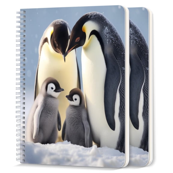 Spiral Notebook,College Ruled Journal,8.26" x 5.71" 50 Sheets/100 Pages,2 Pack - Family of Emperor Penguins