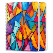 Spiral Notebook,College Ruled Journal,8.26" x 5.71" 50 Sheets/100 Pages,2 Pack - Geometric Rainbow Delicate in The Style of Pop Art