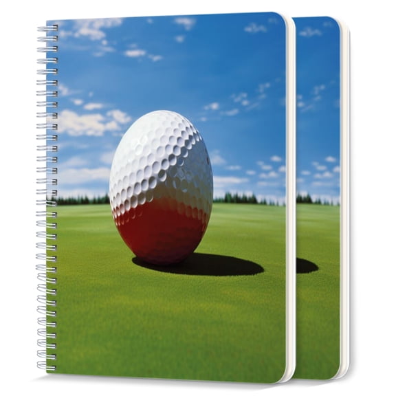 Spiral Notebook,College Ruled Journal,8.26" x 5.71" 50 Sheets/100 Pages,2 Pack - Golf Ball on The Green Golf Course