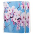 thumbnail image 1 of Spiral Notebook,College Ruled Journal,8.26" x 5.71" 50 Sheets/100 Pages,2 Pack - Large Painting of Pink Cherry Blossoms on Blue Background, 1 of 7