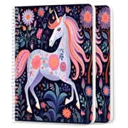 Spiral Notebook,College Ruled Journal,8.26 x 5.71 50 Sheets/100 Pages,2 Pack - Magical Unicorn With Pastel Pink Mane And Tail