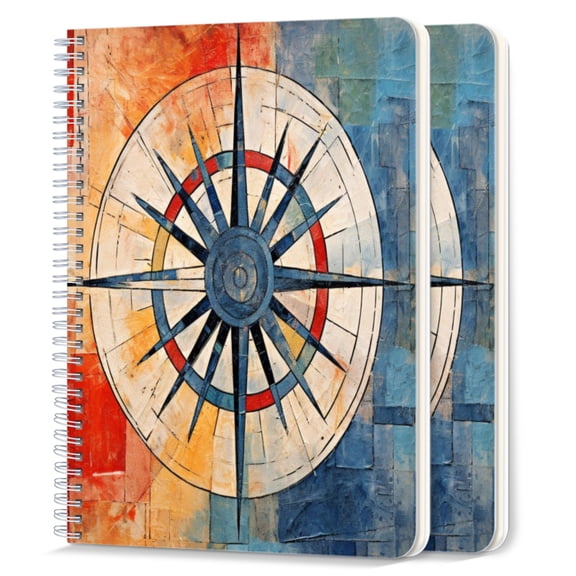 Spiral Notebook,College Ruled Journal,8.26" x 5.71" 50 Sheets/100 Pages,2 Pack - Marine Life European Venice City Blurry Abstract Backdrop Image