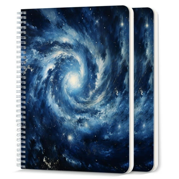 Spiral Notebook,College Ruled Journal,8.26" x 5.71" 50 Sheets/100 Pages,2 Pack - Oil Painting of The Spiral Galaxy in Deep Space