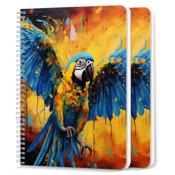 Spiral Notebook,College Ruled Journal,8.26" x 5.71" 50 Sheets/100 Pages,2 Pack - Parrot Profile Exotic Creature Art