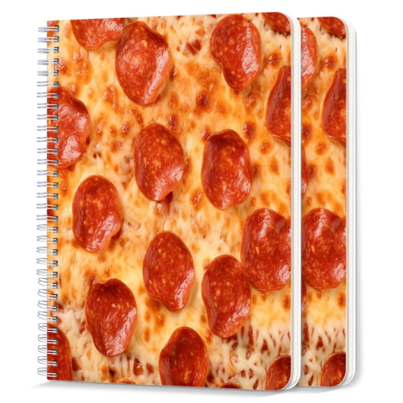 Spiral Notebook,College Ruled Journal,8.26" x 5.71" 50 Sheets/100 Pages,2 Pack - Pepperoni Pizza With High-Definition Ultra Detail