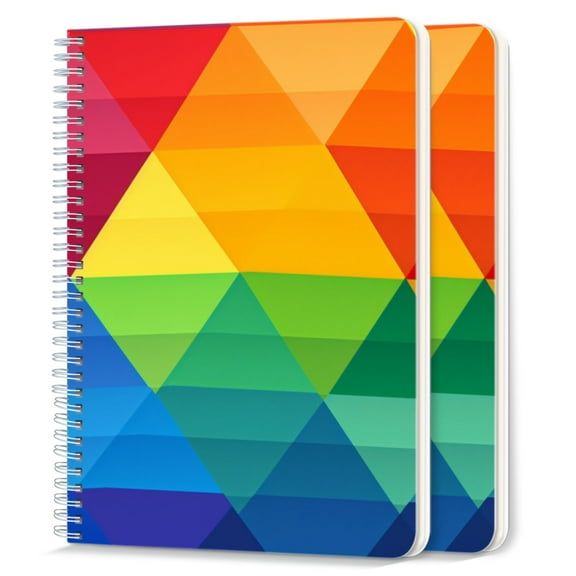 Spiral Notebook,College Ruled Journal,8.26" x 5.71" 50 Sheets/100 Pages,2 Pack - Rainbow Gradient Color Palette Grid With Squares of Solid Colors