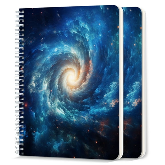 Spiral Notebook,College Ruled Journal,8.26" x 5.71" 50 Sheets/100 Pages,2 Pack - Realistic Photograph of Spiral Galaxy