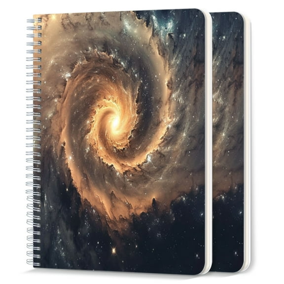 Spiral Notebook,College Ruled Journal,8.26" x 5.71" 50 Sheets/100 Pages,2 Pack - Spiral Galaxy With Intense Center And Long Arms