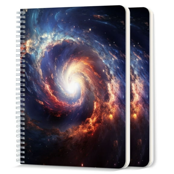 Spiral Notebook,College Ruled Journal,8.26" x 5.71" 50 Sheets/100 Pages,2 Pack - Spiral Galaxy With Vibrant Colors And Swirling Gas Clouds