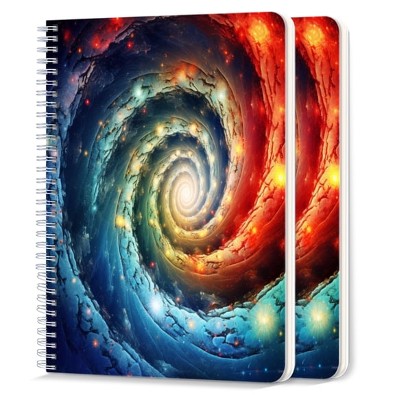 Spiral Notebook,College Ruled Journal,8.26" x 5.71" 50 Sheets/100 Pages,2 Pack - Spiral Galaxy With Vibrant Colors And Swirling Patterns