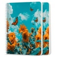 thumbnail image 1 of Spiral Notebook,College Ruled Journal,8.26" x 5.71" 50 Sheets/100 Pages,2 Pack - Sunflowers And Butterflies in The Sky With Blue Sky, 1 of 7