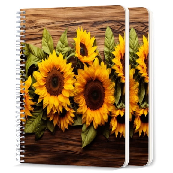 Spiral Notebook,College Ruled Journal,8.26" x 5.71" 50 Sheets/100 Pages,2 Pack - Sunflowers Beautiful Drawing