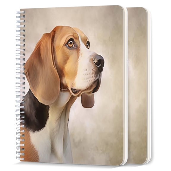 Spiral Notebook,College Ruled Journal,8.26" x 5.71" 50 Sheets/100 Pages,2 Pack - The Beagle Looks to One Side With Soft Background